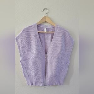 Lavender Zip-Up Knit Top
